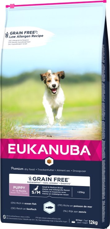 Eukanuba Puppy&Junior Small/Medium Grain Free Łosoś 12kg