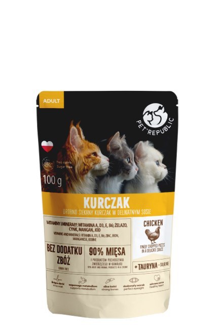 PetRepublic drobno siekane kawałki w delikatnym sosie kurczak 100g dla kota