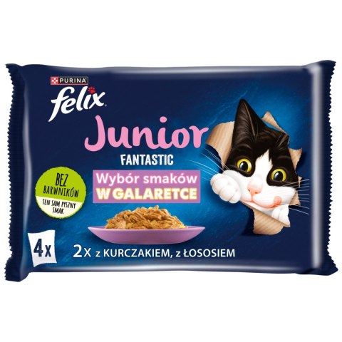 Felix Fantastic Junior W Galaretce Z Kurczakiem I Łososiem 4x85g