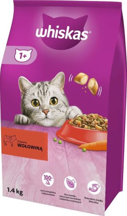 Whiskas Adult Karma Sucha Dla Kotów Wołowina 1,4kg