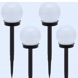 4x lampa solarna ogrodowa kula biała wbijana 10 cm