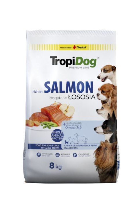 Tropidog Premium Adult Small Breeds Łosoś Z Ryż 8kg