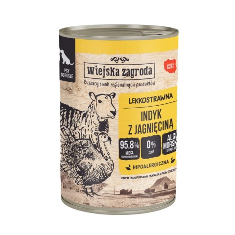 Wiejska Zagroda Indyk z jagnięciną 400g dla psa