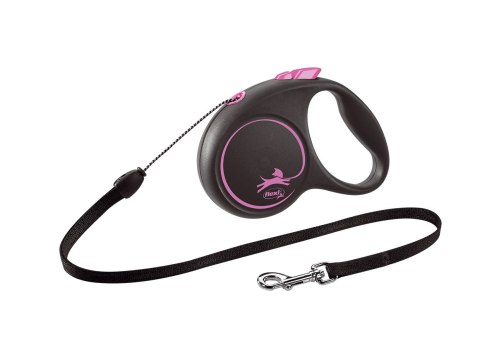 Flexi Smycz Black Design M Linka 5m Do 25kg Różowa