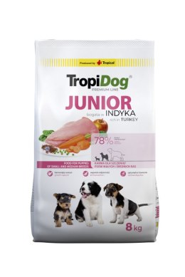 Tropidog Premium Junior Small And Medium Breeds Łosoś Z Ryżem 8kg