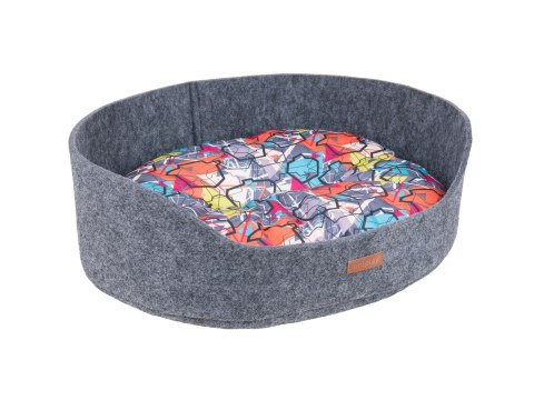 AMIPLAY Legowisko Owalne 2w1 Hygge Szare M
