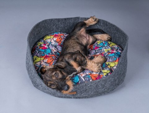 AMIPLAY Legowisko Owalne 2w1 Hygge Szare M
